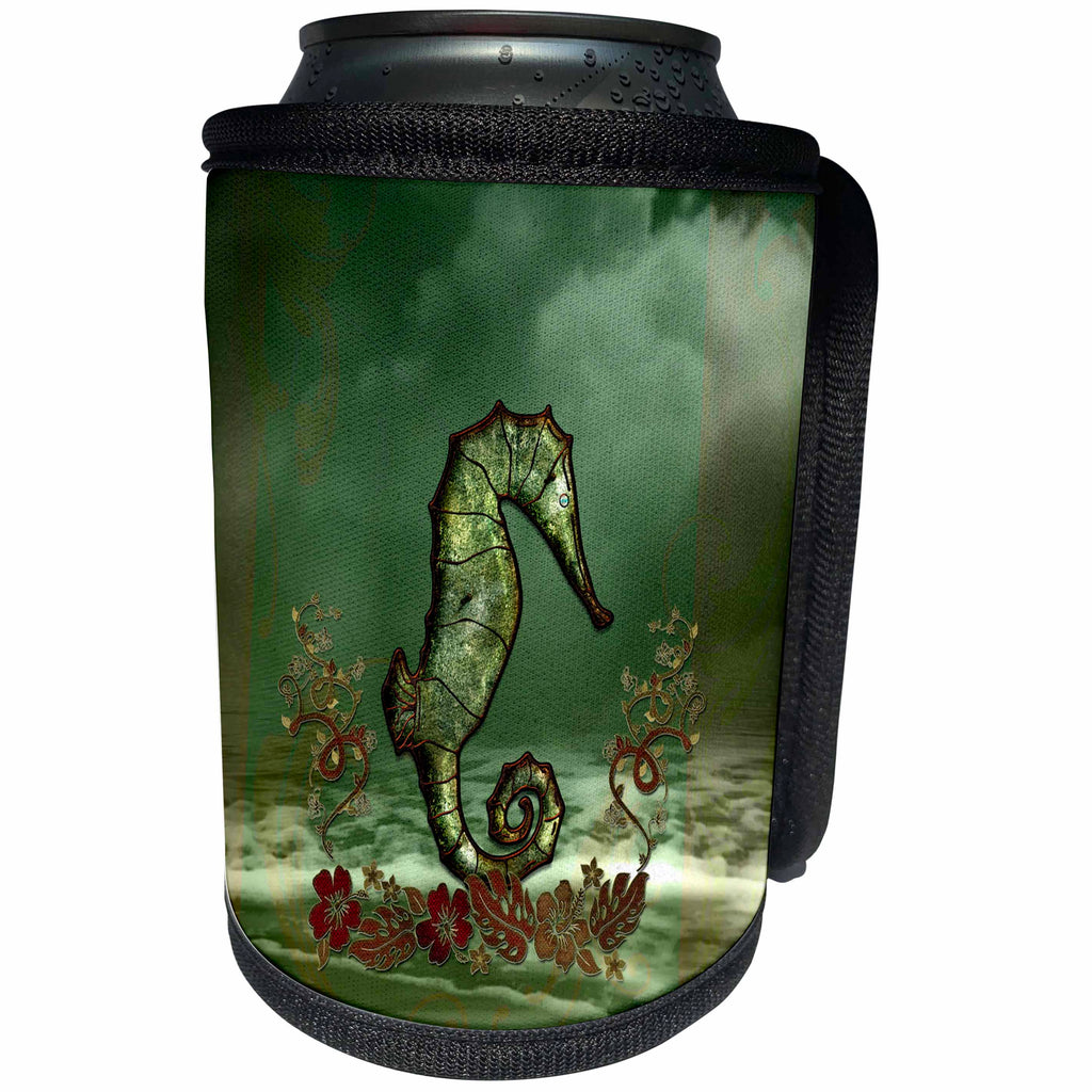 3dRose Heike Köhnen Design Fantasy - Decorative seahorse over the ocean - Can Cooler Bottle Wrap (cc_287320)
