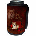 3dRose Heike Köhnen Design Animal - Cute little chihuahua with roses - Can Cooler Bottle Wrap (cc_287324)