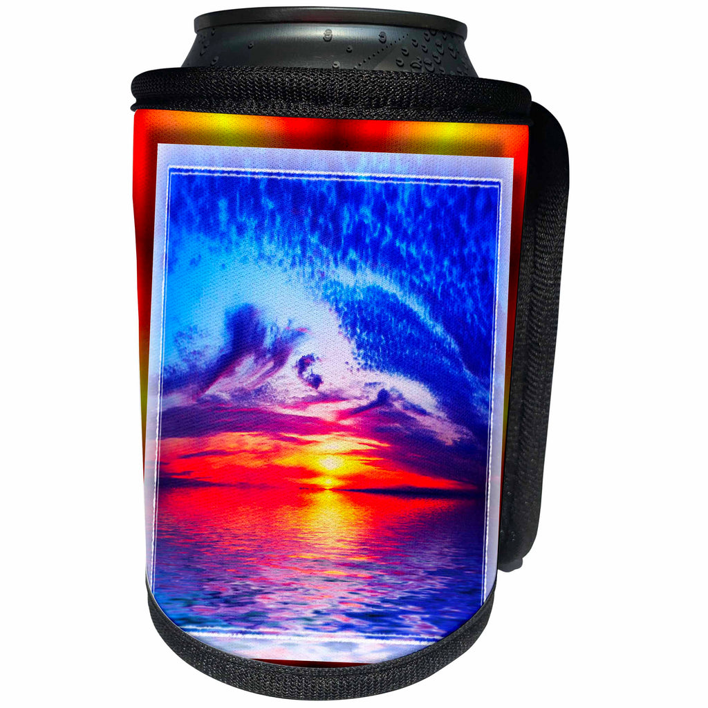 3dRose Susan Brown Designs Nature Themes - Bay Beach Sunset - Can Cooler Bottle Wrap (cc_28736)