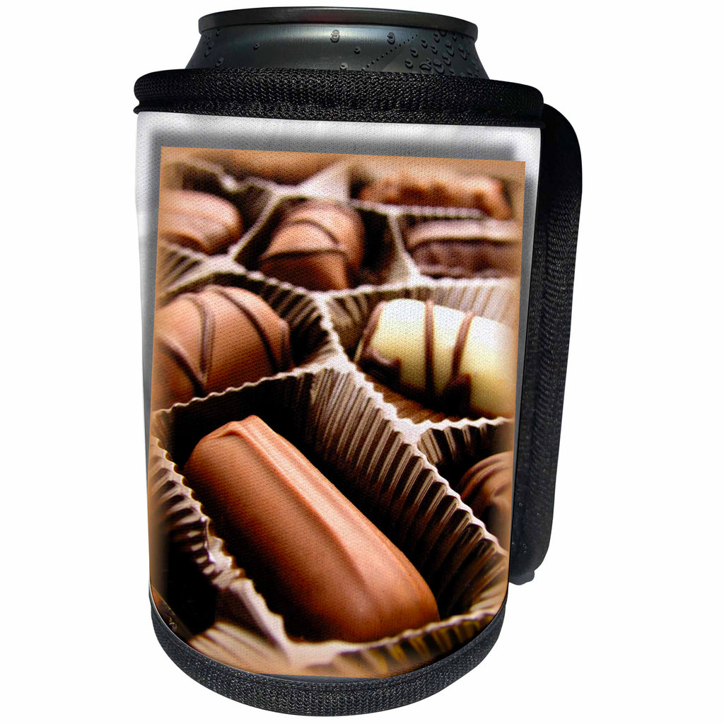 3dRose Susan Brown Designs Dessert Themes - Box of Chocolates - Can Cooler Bottle Wrap (cc_28740)