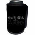 3dRose Alexis Design - American Beaches - Carmel-By-The-Sea beach. California. White text on black backdrop - Can Cooler Bottle Wrap (cc_287402)