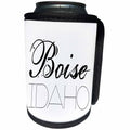 3dRose Alexis Design - American Cities - American cities. Boise, Idaho. Black text on white background - Can Cooler Bottle Wrap (cc_287407)