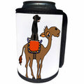 3dRose All Smiles Art Animals - Funny Cool Black Labrador Retriever Riding Camel Cartoon - Can Cooler Bottle Wrap (cc_287916)