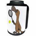 3dRose All Smiles Art Sports and Hobbies - Funny Cute Duck-billed Platypus Playing Tennis Cartoon - Can Cooler Bottle Wrap (cc_287919)