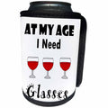 3dRose All Smiles Art Drinking - Funny Cool At my Age I need Glasses Wine Lovers Cartoon - Can Cooler Bottle Wrap (cc_287927)