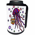 3dRose All Smiles Art Funny - Funny Cute Peanut Butter and Jellyfish Pun Cartoon - Can Cooler Bottle Wrap (cc_287935)