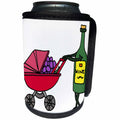 3dRose All Smiles Art Drinking - Funny Cool Wine Bottle pushing Baby Stoller with Baby Grapes - Can Cooler Bottle Wrap (cc_287936)