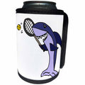 3dRose All Smiles Art Sports and Hobbies - Funny Cute Shark Playing Tennis Cartoon - Can Cooler Bottle Wrap (cc_287940)