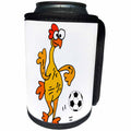 3dRose All Smiles Art Sports and Hobbies - Funny Silly Rubber Chicken Playing Soccer Sports Cartoon - Can Cooler Bottle Wrap (cc_287942)