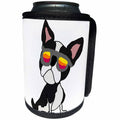 3dRose All Smiles Art Pets - Funny Cute Boston Terrier Dog in Sunglasses Cartoon - Can Cooler Bottle Wrap (cc_287946)