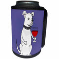 3dRose All Smiles Art Drinking - Cool Funny White American Bulldog Drinking Wine - Can Cooler Bottle Wrap (cc_287947)