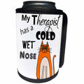 3dRose All Smiles Art Pets - Funny My Therapist has a Cold Wet Nose Orange Kitty Cat - Can Cooler Bottle Wrap (cc_287956)