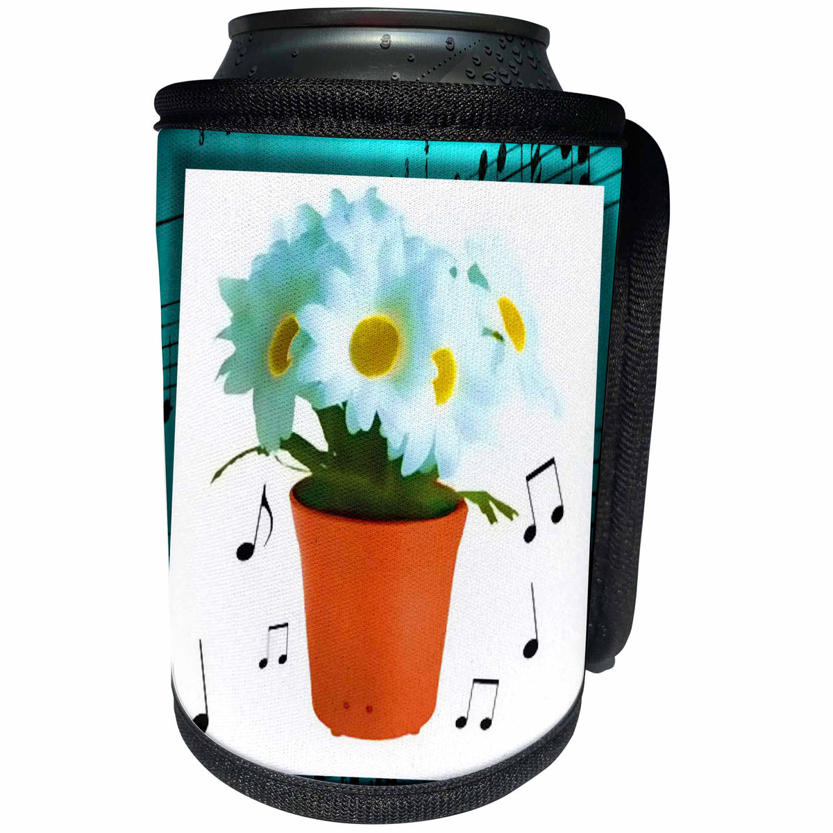3dRose Susan Brown Designs Music Themes - Musical Daisies - Can Cooler Bottle Wrap (cc_28797)