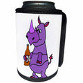 3dRose All Smiles Art Drinking - Cute Funny Rhino Drinking Beer Cartoon - Can Cooler Bottle Wrap (cc_287973)