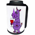 3dRose All Smiles Art Drinking - Cute Funny Rhino Drinking Red Wine Cartoon - Can Cooler Bottle Wrap (cc_287974)