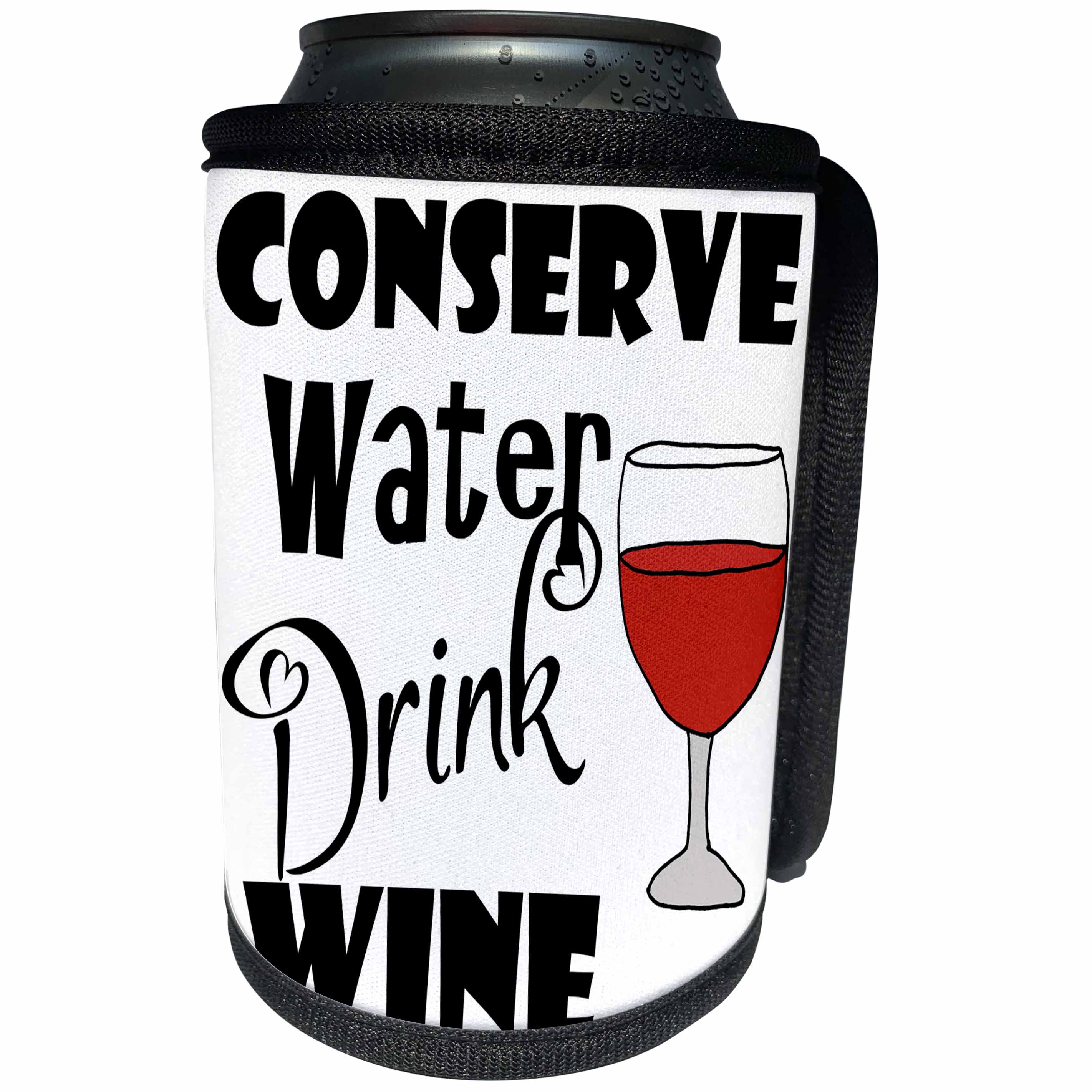 3dRose All Smiles Art Drinking - Funny Conserve Water Drink Wine Wine Lovers Design - Can Cooler Bottle Wrap (cc_287983)