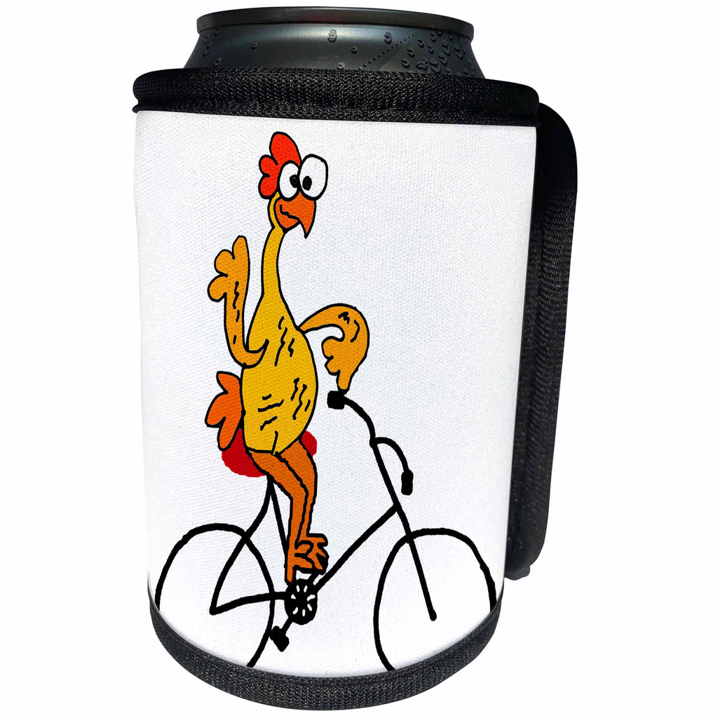 3dRose All Smiles Art Funny - Funny Rubber Chicken Riding Bicycle Cyling Cartoon - Can Cooler Bottle Wrap (cc_287988)