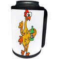 3dRose All Smiles Art Funny - Funny Rubber Chicken Drinking Beer Cartoon - Can Cooler Bottle Wrap (cc_287990)