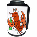 3dRose All Smiles Art Drinking - Cute Funny Lobster Drinking beer Beach Cartoon - Can Cooler Bottle Wrap (cc_287995)