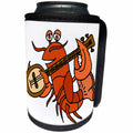 3dRose All Smiles Art Music - Funny Lobster Playing Banjo Beach Cartoon - Can Cooler Bottle Wrap (cc_288000)