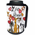 3dRose All Smiles Art Pets - Funny Pet Rescue Dog Collage with Greyhound, beagle, pug - Can Cooler Bottle Wrap (cc_288002)