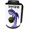 3dRose All Smiles Art at the Beach - Cute Funny Shark Vegetarian eating garden Salad Cartoon - Can Cooler Bottle Wrap (cc_288005)
