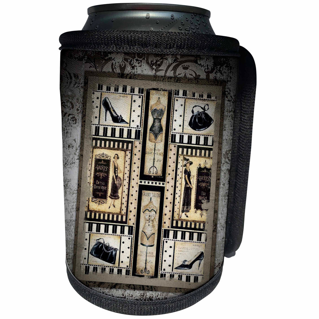 3dRose Susan Brown Designs General Themes - Paris Vintage - Can Cooler Bottle Wrap (cc_28801)