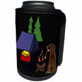 3dRose All Smiles Art Sports and Hobbies - Funny Labrador Retriever Dog Camping Nature Cartoon - Can Cooler Bottle Wrap (cc_288023)