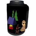 3dRose All Smiles Art Sports and Hobbies - Funny Sloth Roasting Marshmallows Camping Nature Cartoon - Can Cooler Bottle Wrap (cc_288025)