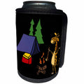 3dRose All Smiles Art Sports and Hobbies - Funny Giraffe Roasting marshmallows Camping Nature Cartoon - Can Cooler Bottle Wrap (cc_288027)