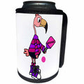 3dRose All Smiles Art Sports and Hobbies - Cute Funny Pink Flamingo Playing Pickleball Sport Cartoon - Can Cooler Bottle Wrap (cc_288031)