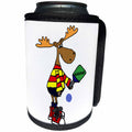 3dRose All Smiles Art Sports and Hobbies - Funny Moose Playing Pickleball Sport Cartoon - Can Cooler Bottle Wrap (cc_288043)