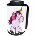 3dRose All Smiles Art Dragons and Unicorns - Cute Funny Sloth Riding Baby unicorn cartoon - Can Cooler Bottle Wrap (cc_288061)
