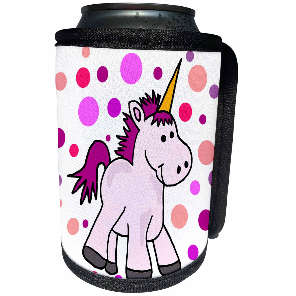 3dRose All Smiles Art Dragons and Unicorns - Cute Funny Baby Unicorn and Bubbles Abstract Art - Can Cooler Bottle Wrap (cc_288063)