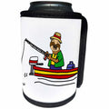 3dRose All Smiles Art Sports and Hobbies - Cute Funny Sloth Fishing in Fishing Boat Cartoon - Can Cooler Bottle Wrap (cc_288065)