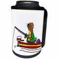 3dRose All Smiles Art Sports and Hobbies - Cute Funny Sea otter Fishing in Fishing Boat Cartoon - Can Cooler Bottle Wrap (cc_288067)