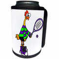 3dRose All Smiles Art Sports and Hobbies - Cute Funny Rubber Chicken Playing Squash Sport Cartoon - Can Cooler Bottle Wrap (cc_288075)