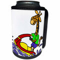 3dRose All Smiles Art Sports and Hobbies - Cute Funny Giraffe Jet Skiing Beach cartoon - Can Cooler Bottle Wrap (cc_288083)
