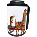 3dRose All Smiles Art Pets - Cute Funny Dachshund in Red Wagon Pulled by Llama Cartoon - Can Cooler Bottle Wrap (cc_288106)