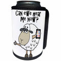 3dRose All Smiles Art Funny - Cute Funny Sheep on Cell Phone Pun Can Ewe Hear me now - Can Cooler Bottle Wrap (cc_288107)