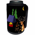3dRose All Smiles Art Sports and Hobbies - Funny Buck Deer Camping Cartoon - Can Cooler Bottle Wrap (cc_288118)