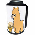 3dRose All Smiles Art Animals - Funny Baby Alpaca eating Ice Cream Cone Cartoon - Can Cooler Bottle Wrap (cc_288127)