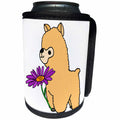 3dRose All Smiles Art Animals - Funny Cute Alpaca with Purple Daidy Flower - Can Cooler Bottle Wrap (cc_288129)