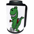 3dRose All Smiles Art Dinosaurs - Cute Funny Green T-rex Dinosaur Playing Golf Cartoon - Can Cooler Bottle Wrap (cc_288138)