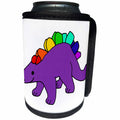 3dRose All Smiles Art Dinosaurs - Cute Funny Stegosaurus Dinosaur with Rainbow Spikes - Can Cooler Bottle Wrap (cc_288150)