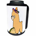 3dRose All Smiles Art Animals - Cute Funny Babay Alpaca eating Taco Cartoon - Can Cooler Bottle Wrap (cc_288152)
