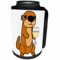 3dRose All Smiles Art Drinking - Funny Cute Sea Otter Drinking Wine Cartoon - Can Cooler Bottle Wrap (cc_288165)