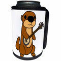 3dRose All Smiles Art Music - Funny Cute Baby Sea Otter Playing Banjo Cartoon - Can Cooler Bottle Wrap (cc_288169)