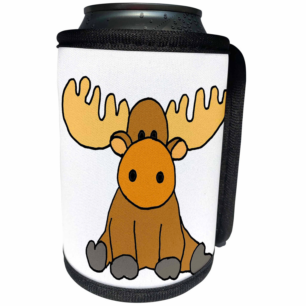 3dRose All Smiles Art Animals - Funny Cute Baby Moose Cartoon - Can Cooler Bottle Wrap (cc_288171)
