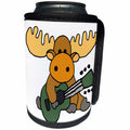 3dRose All Smiles Art Music - Funny Cute Baby Moose Playing Guitar Cartoon - Can Cooler Bottle Wrap (cc_288175)